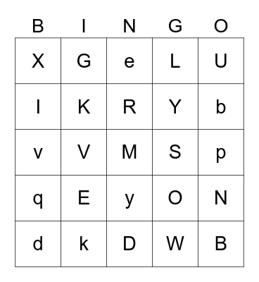 Alphabet Bingo Card