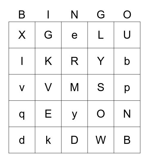 Alphabet Bingo Card
