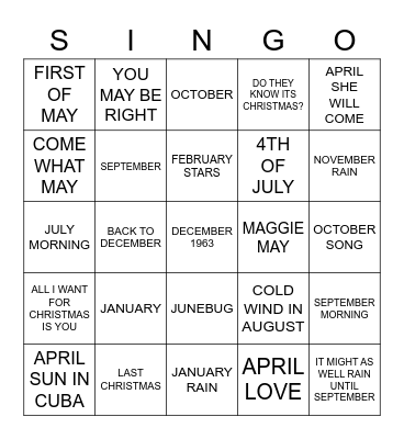 680 MONTHS TO REMEMBER Bingo Card