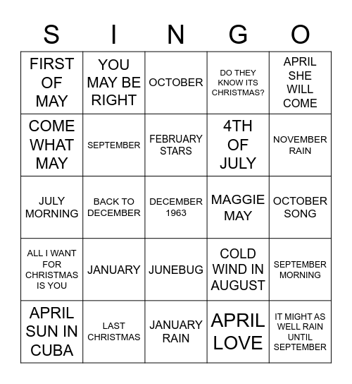 680 MONTHS TO REMEMBER Bingo Card