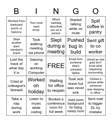 Fun at Lunch Bingo Card