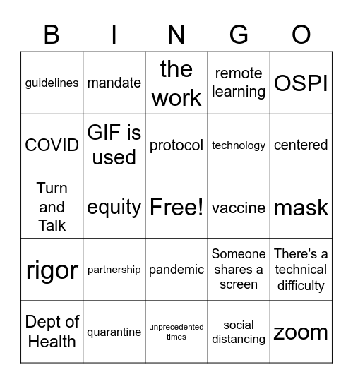 4 + 1 Day BINGO Card