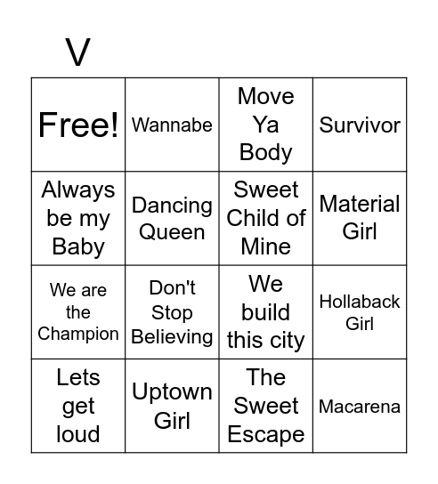 Music Bingo Card