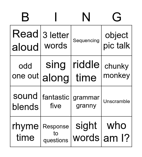 ELF ENGLISH BYTES - Names of activities! Bingo Card