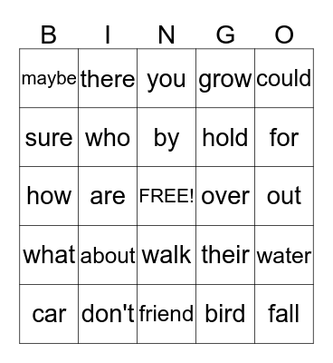 Lesson 17 Bingo Card