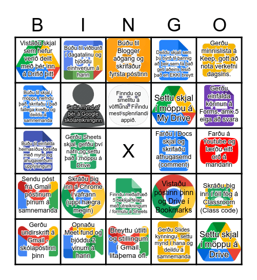 G  O  O  G  L  E Bingo Card