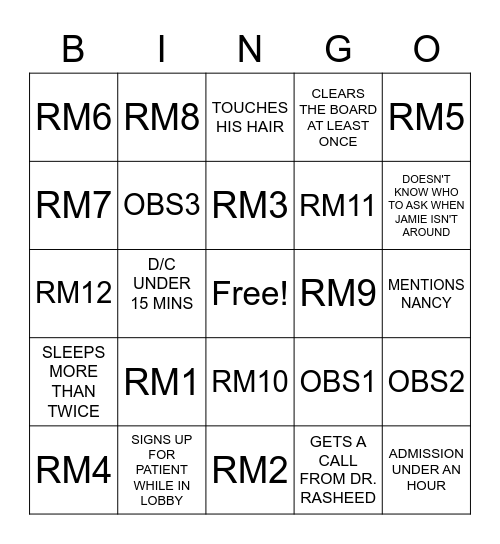 Dr. Kaplan Bingo Card