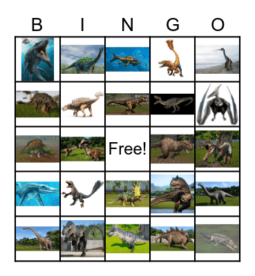 Dino Virtual Party Bingo Card