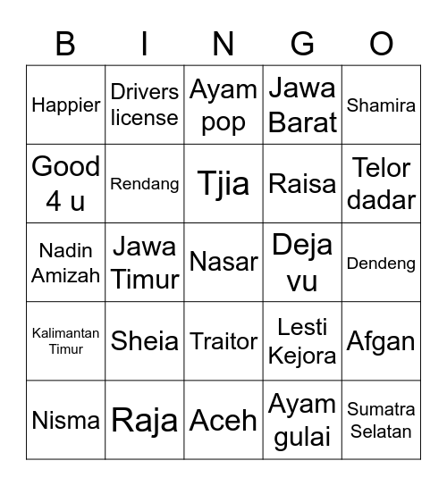 PUNYA 3 Bingo Card