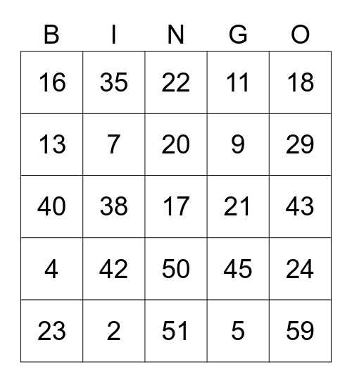 Graduation Party Bingo Card