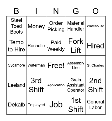 StaffQuick Bingo Card