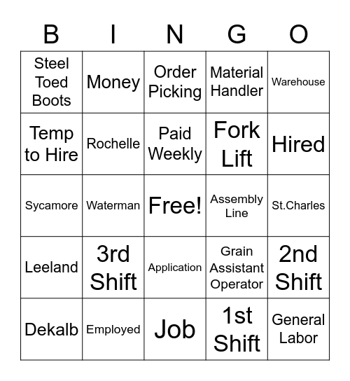 StaffQuick Bingo Card