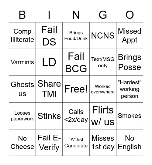 Weekly Bingo Card