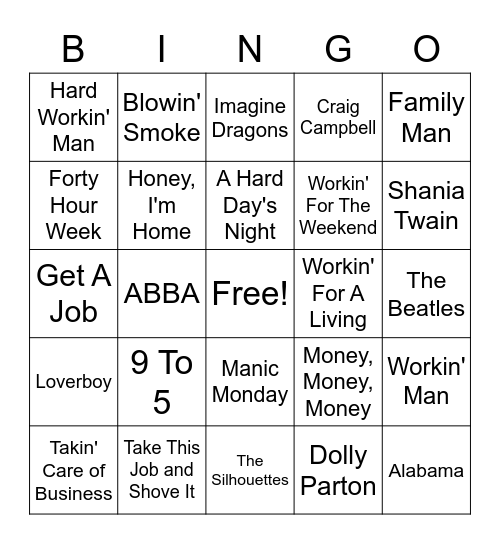 Labor Day Bingo Card