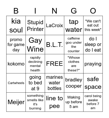 BRINTON BINGO Card