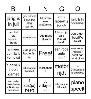 Vind iemand die... Bingo Card