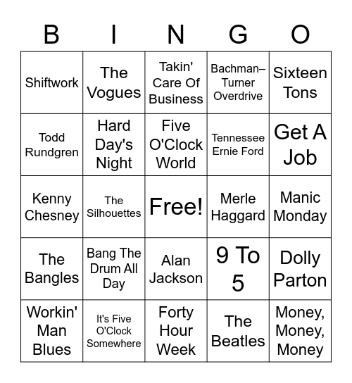 Labor Day Bingo Card