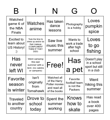 Ice Breaker Bingo. Find someone who: Bingo Card