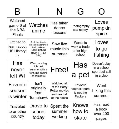 Ice Breaker Bingo. Find someone who: Bingo Card