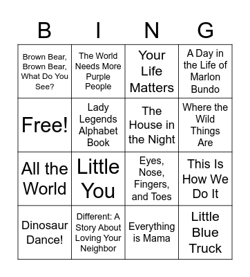 Baby Book Bingo Card