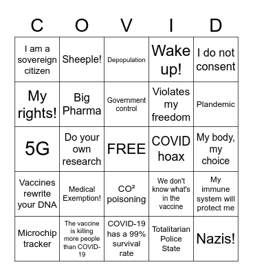 ANTI-MASK BINGO Card Bingo Card