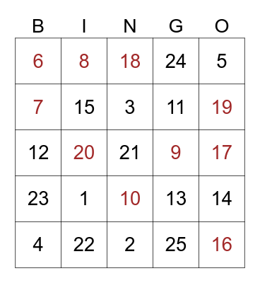 New Friends Bingo Card