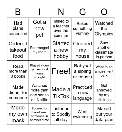 Human BINGO: COVID-19 Edition Bingo Card