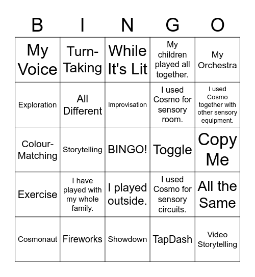 Cosmo Bingo Card