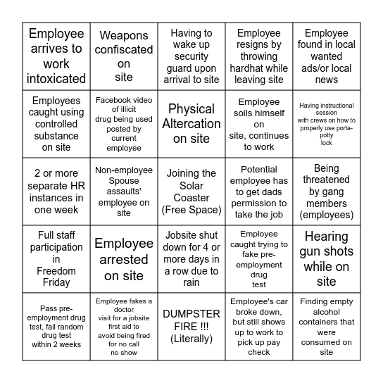 SOLARCOASTER BINGO! Bingo Card