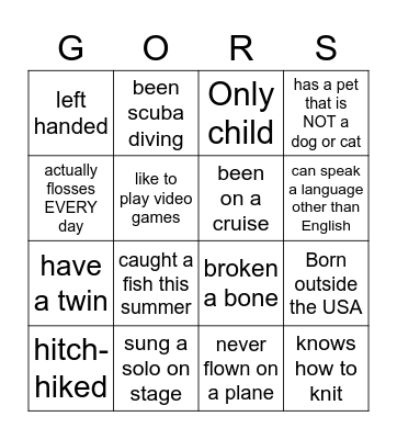 TEAM RS Bingo Card