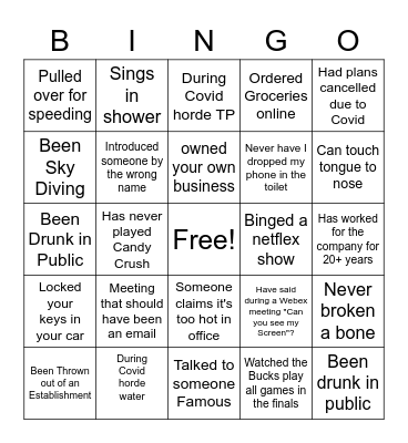 Sourcing Team Building Bingo Card