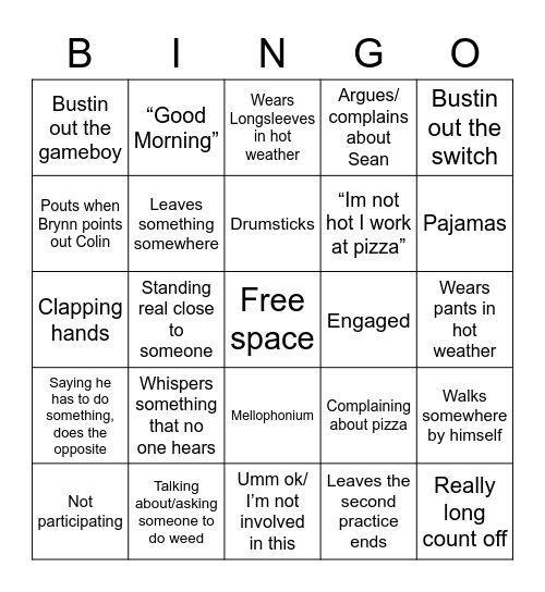 Brandon Brown Bingo Board Bingo Card