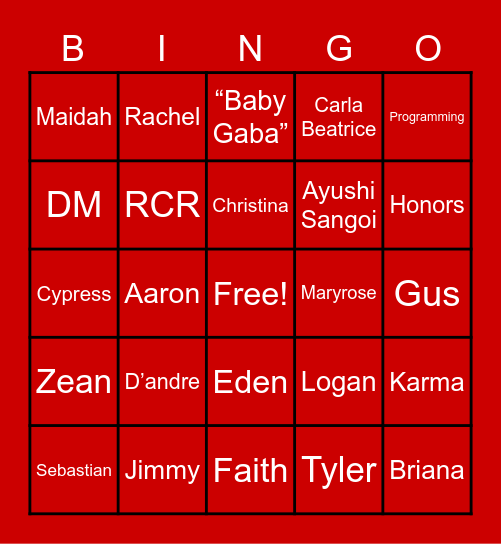 RLD Fall 2021 Bingo Card