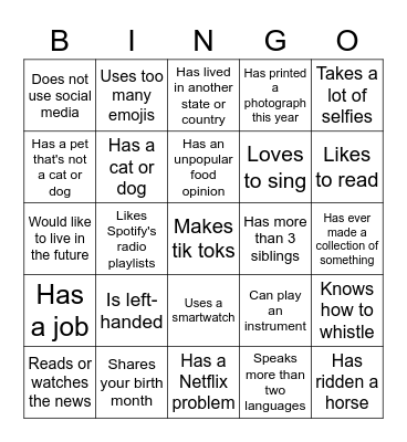 Find someone who... Bingo Card