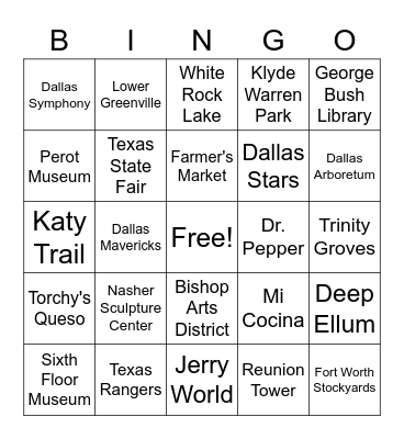 Dallas Bingo Card