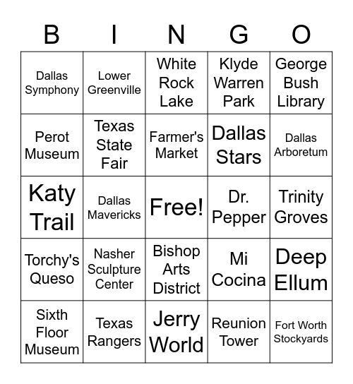 Dallas Bingo Card