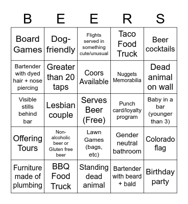Denver BEERingo Craw Bingo Card