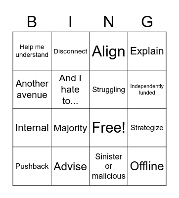 Michael Conference Call Bingo Card