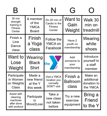 YMCA Bingo Card