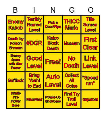 Mario Maker 2 Bingo Card