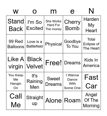 80's Bingo Card