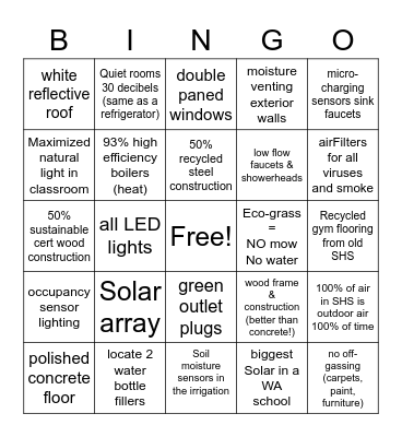 Sehome Sustainability Hunt Bingo Card