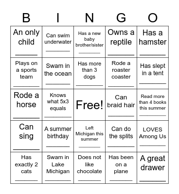 Human Bingo Card