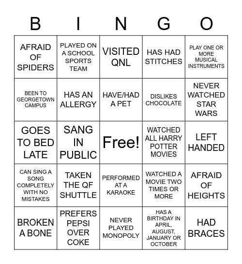 FYE BINGO CARDS Bingo Card