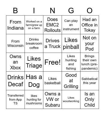 EMC2 TS Bingo Card