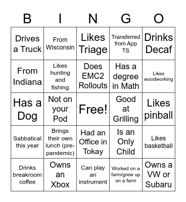 EMC2 TS Bingo Card