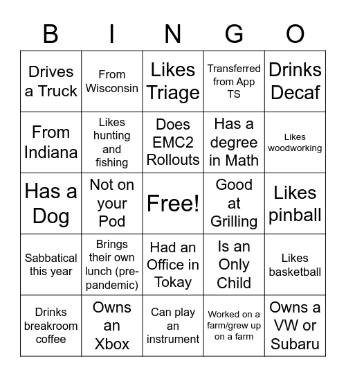 EMC2 TS Bingo Card
