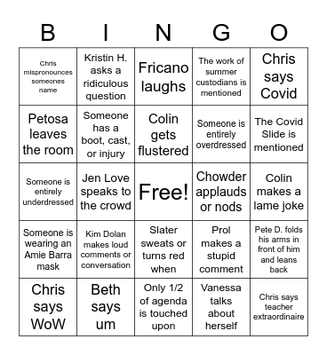 Inservice Bingo Card