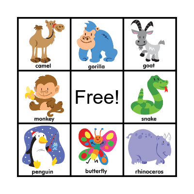 Animals Bingo Card