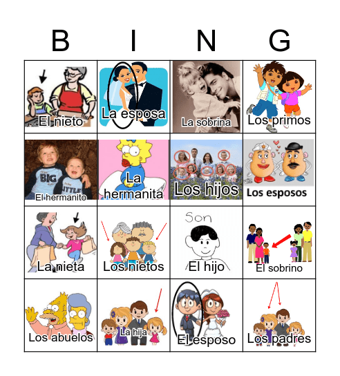La Familia Extendida Bingo Card